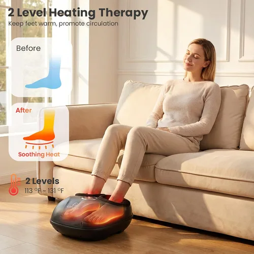 Vista 4 de COMFIER Elegible para HSA Masajeador de Pies Shiatsu con Calor, Masajeador de Pies FSA para Neuropatía Fascitis Plantar, Masajeador de Pies