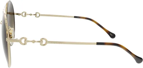 Vista 3 de Gucci GG 0878S 002 - Gafas de sol redondas de metal dorado con lente degradado marrón