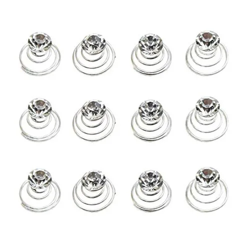 Vista 5 de canjoyn 24 horquillas para el cabello con gemas nupciales, espirales, espirales, espirales, para boda, espiral, tornados de cristal brillantes, Azul