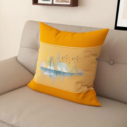 Vista 10 de Funda de almohada decorativa para sofá de sala de estar, patrón impreso de doble cara, funda de cojín naranja geométrica abstracta estilo nórdico