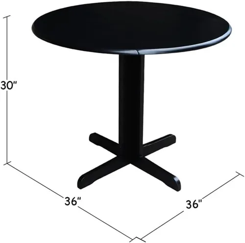 Vista 3 de International Concepts - Mesa de comedor de doble hoja caída, 36 pulgadas, color negro