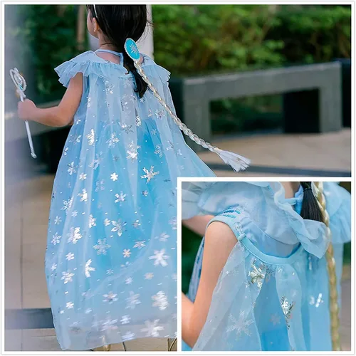 Vista 5 de GZ-LAOPAITOU Frozen Dresses for Girls Cosplay Elsa Princess on Birthday Party Halloween Christmas with Accessories Blue