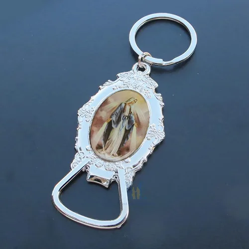 Vista 7 de Nuestra Señora de Gracia Llavero Abrebotellas (12 piezas) Virgen Milagrosa Llaveros Memoria Regalo Religioso Aniversario Iglesia Evento, plateado