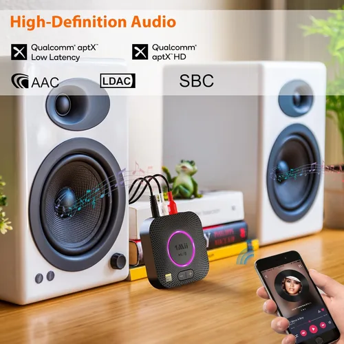 Vista 2 de 1Mii B06S+ Receptor Bluetooth 5.2 LDAC para sistema estéreo del hogar, transmisión de música de alta resolución, adaptador de audio inalámbrico