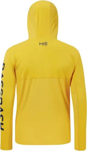 Vista 2 de BASSDASH UPF 50+ - Sudadera con capucha para hombre, protección solar UV, manga larga, rendimiento Ámbar/Azul Oscuro