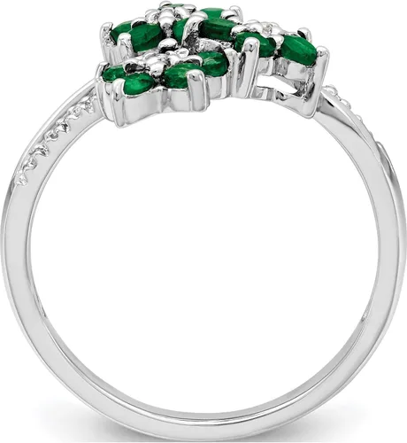 Vista 2 de Sweet Pea - Anillo de plata de ley con 3 flores rodiadas y diamantes, Plata de ley, 7, QR6380E-7