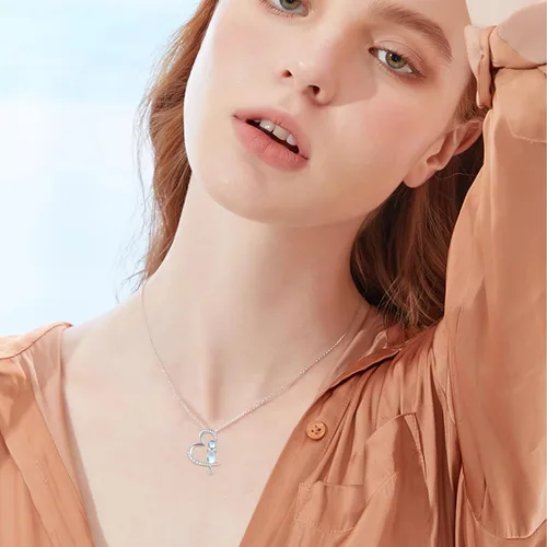 Vista 3 de Moonstone Necklace for Women 925 Sterling Silver Moonstone Pendant Necklace Animal Necklace Moonstone Jewelry Gifts for Women