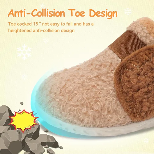 Vista 4 de JOINFREE Pantuflas de casa para bebés, niños y niñas, calcetines de casa para niños, zapatos cálidos para caminar para niños pequeños al aire libre