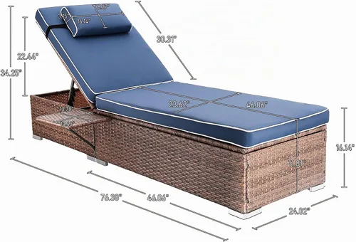 Vista 2 de Rophefx - Juego de 2 sillas de piscina para exteriores, color azul oscuro