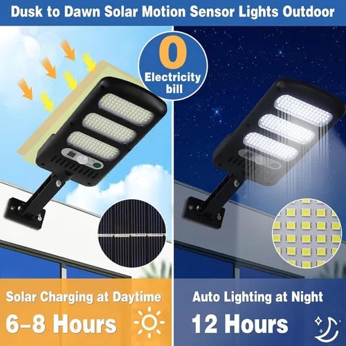Vista 10 de SyouHome Paquete de 4 luces solares para exteriores, sensor de movimiento con control remoto, 3 modos, 2000 lm, 213 LED, luces solares