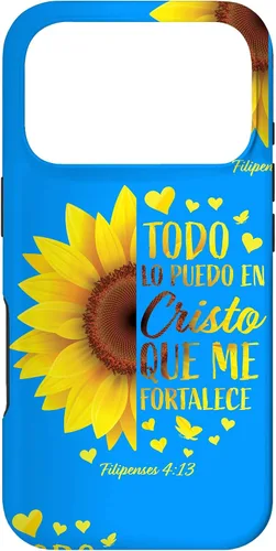 Vista 30 de Cristiano Español Regalo Mujeres Religioso Versículo de la Biblia Girasol Funda para iPhone 17