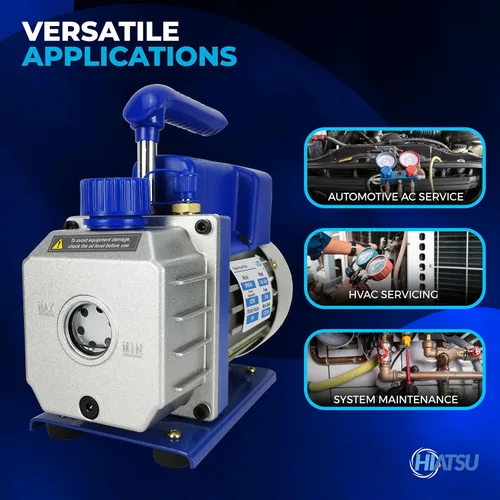 Vista 7 de Hiatsu Bomba de vacío de 4 CFM para sistema de aire acondicionado - Bomba de vacío HVAC - Bomba de vacío de aire acondicionado automotriz de 1/4 HP