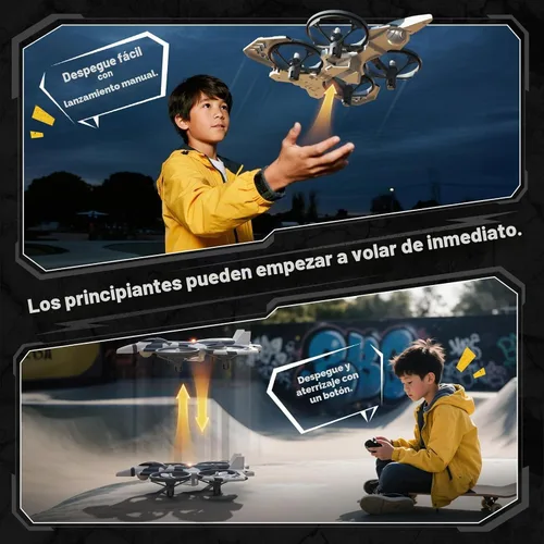 Vista 4 de DEERC HT15 – Dron RC de doble modo para niños, helicóptero dron mini de aire y tierra, juguete de menos de 100 g sin necesidad de licencia, con 2
