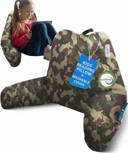 Vista 11 de ComfortSpa - Almohada de lectura para cama tamaño adulto, almohada de respaldo con brazos, bolsillos y funda lavable; Úsela como almohada de cama