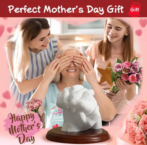 Vista 8 de PewinGo Kit de Moldeo de Manos con Base - Molde de Yeso DIY para Parejas - Ideas de Regalo para San Valentín, Compromiso, Aniversario, Boda