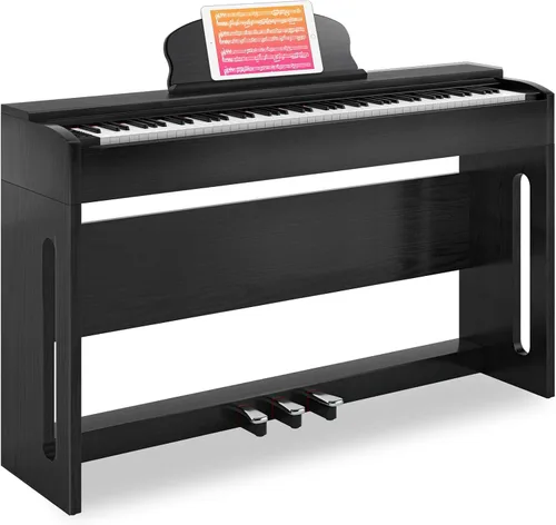 Vista 2 de AODSK - Piano digital de 88 teclas y banco con soporte, pedales, altavoces
