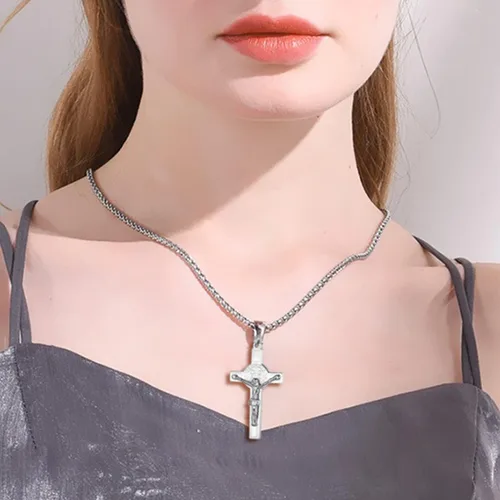 Vista 2 de U7 Russian Orthodox Cross PendantPraying HandsIchthys Sign for Men Women Stainless Steel 18K Gold Plated Jesus Pendant Christian Religious