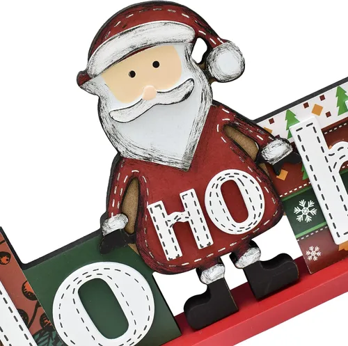 Vista 7 de HOHOHO SNOW - Decoración de mesa de Navidad de madera, muñeco de nieve de Papá Noel, letrero de letras HOHOHO, decoración de mesa de Navidad, centro