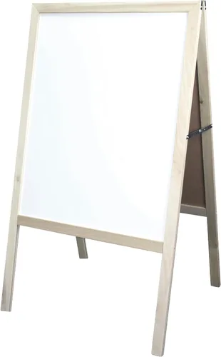 Vista 6 de Flipside Products Caballete de carpa, madera natural dura, pizarra negra de doble cara, menús, anuncios, restaurantes, cafeterías, venta