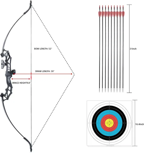 Vista 2 de LWANO Juego de arco recurvo y flecha para adultos, jóvenes, adolescentes