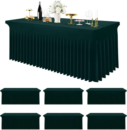 Vista 16 de Smiry Mantel de Spandex Paquete de 6, Mantel Elástico Ajustable Extensible para Mesas Rectangulares de 4 Pies, Cubierta de Mesa Impermeable Lavable
