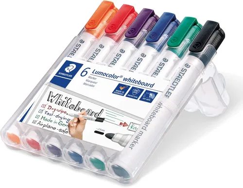 Vista 2 de Staedtler 351WP6 - Marcador de pizarra blanca con punta de bala, paquete de 6