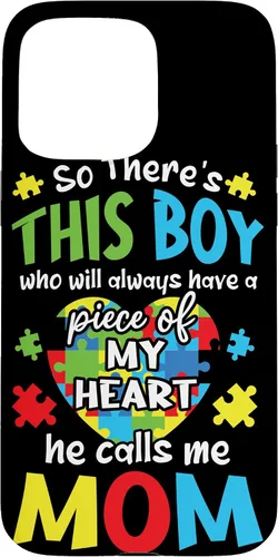 Vista 28 de iPhone 16 Boy Calls Me Mom Heart - Funda de concientización sobre el autismo