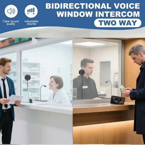Vista 2 de Intercomunicador de ventana, sistema de altavoces de ventana de doble vía para negocios, banco, oficina, hospital, mostrador, tienda, estación