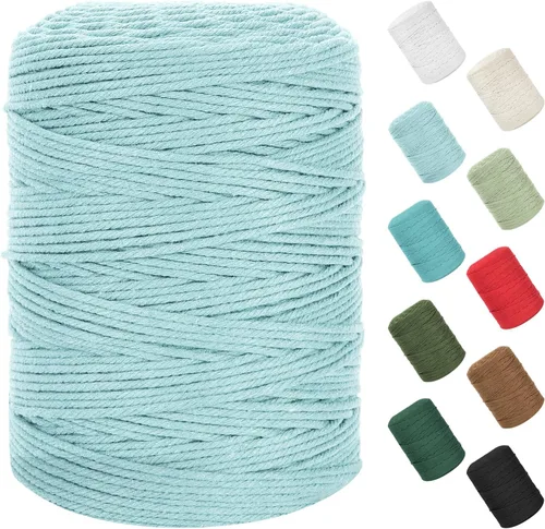 Vista 97 de Cuerda de macramé de 0.079 in x 220 yardas (656 pies), cuerda de algodón natural para colgar en la pared, ganchos de plantas, manualidades Verde
