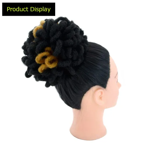 Vista 3 de Moños de Cola de Caballo con Cordón Negro Marrón Loc para Mujeres Negras Moño Rizado de Pétalo Loc Cola de Caballo de Rastas Trenzas Faux Locs Moño