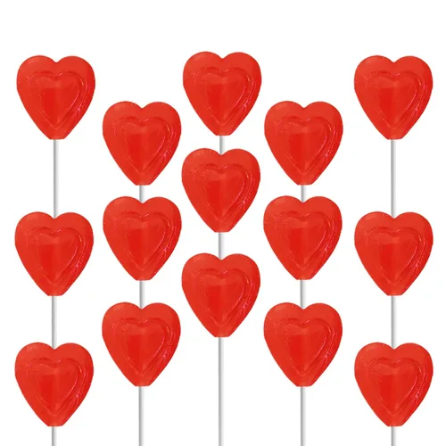 Vista 7 de Paletas rojas para el día de San Valentín, con doble forma de corazón, sabor a cereza, Kosher Parve, envueltas individualmente, (media libra)
