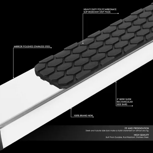 Vista 2 de DNA MOTORING Estribos de 5 pulgadas compatibles con Ram 1500 Crew Cab 2011-2018 de 4 puertas, barras Nerf de acero inoxidable con escalón lateral