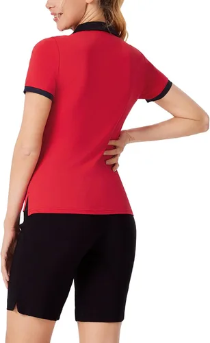 Vista 3 de JACK SMITH Camisas de golf para mujer, UPF 50+, ligeras, de secado rápido, camiseta polo de manga corta para tenis, para exteriores, tallas S-XXL