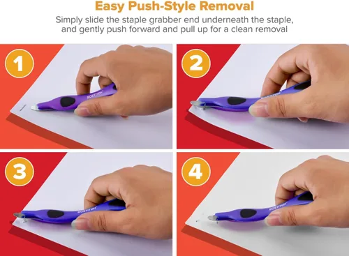 Vista 5 de Bostitch Removedor magnético profesional de grapas fácil, palillo extractor de grapas de color neón, herramienta removedor de grapas para oficina