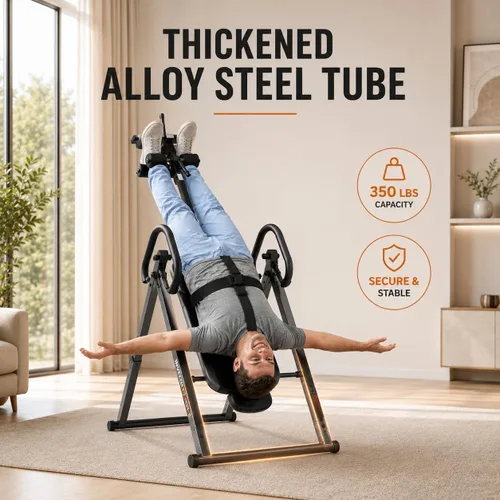 Vista 4 de Inversion Table for Back Pain Relief, Decompression Back Stretcher Strength Training Inversion Equipment with Safe Belt, Comfortable Ankle