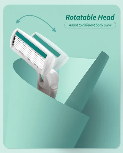 Vista 3 de 1 maquinilla de afeitar de viaje para mujer con 12 recambios de cuchillas, color verde