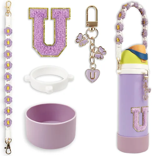 Vista 51 de SITKOL Juego de Monogramas Bonitos de Silicona Compatible con Botella de Agua Owala 24 oz, 32 oz, 40 oz - Accesorios Perfectos con la Letra Owala