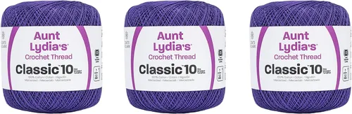 Vista 25 de Aunt Lydia Classic Crochet - 3 unidades de 350y/1,049.9 ft - Natural Tamaño 10 3 capas 100% algodón mercerizado hilo de ganchillo para tapetes