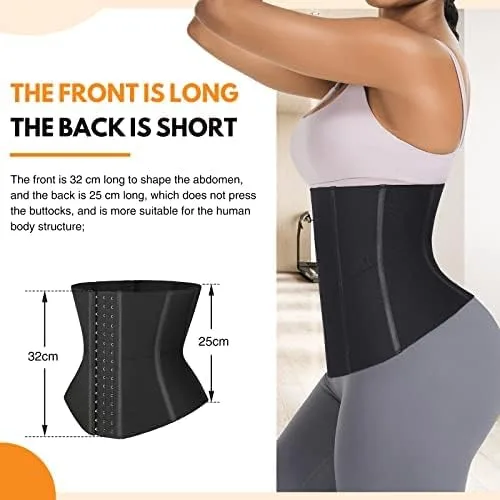 Vista 4 de FeelinGirl Waist Trainer for Women Adjustable Underbust Corsets Latex Body Shaper 9 Steel Bones 3 Rows for Hooks and Pocket