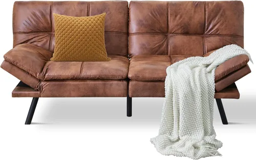 Vista 8 de Sofá cama de futón convertible, sofá futón de espuma viscoelástica, sofá cama tipo futón, sofá cama pequeño moderno con respaldo dividido para sala