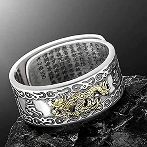 Vista 8 de ZUYOKI FENG Shui PIXIU MANI - Anillo de protección contra la riqueza, amuleto de Feng Shui, anillo ajustable abierto de la suerte, anillo de joyería