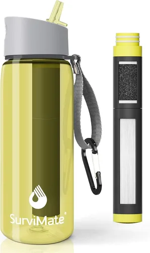 Vista 30 de SurviMate - Botella de agua filtrada con ultrafiltración de 5 etapas de Negro