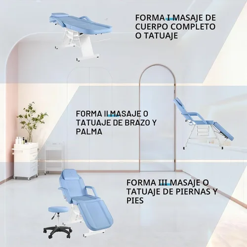 Vista 8 de Silla Facial Mesa de Masaje 73 pulgadas 3 Secciones Cama de Masaje Multiusos Mesa de Tatuaje Profesional Equipo de Salón Spa para Spa Facial Spa