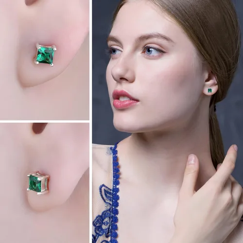 Vista 4 de JewelryPalace Cuadrado 0.8ct Genuino Granate Peridoto Amatista Citrino Topacio Creado Rubí Zafiro Simulado Esmeralda Piedra Preciosa Pendientes