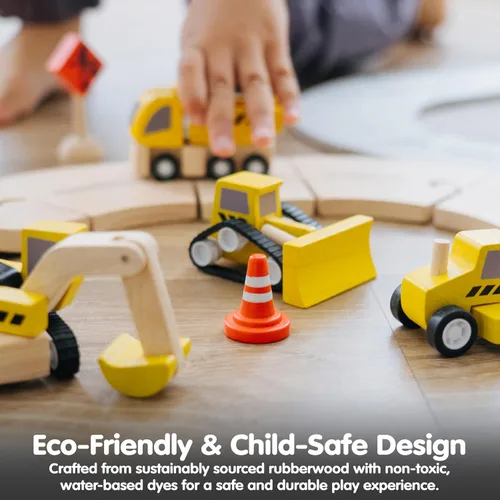 Vista 7 de PlanToys® Juego de construcción de carreteras Montessori Imaginative Kids coches de juguete, pista de coche de juguete, niñas, niños, coordinación