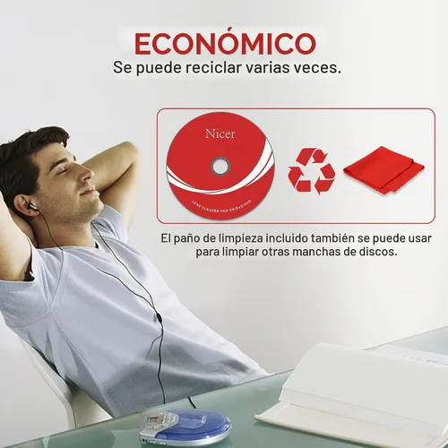 Vista 7 de Nicer Kit limpiador de reproductor de CD/VCD/DVD, disco de limpieza de lentes láser, NS-2 con sistema de limpieza de doble cepillo