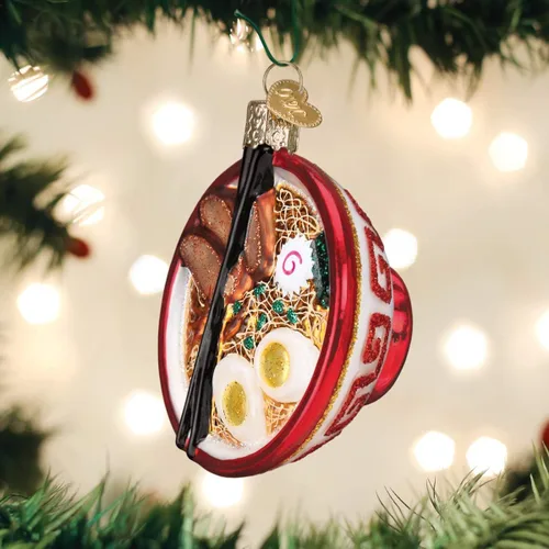 Vista 2 de Old World Christmas Tazón de adornos de vidrio soplado de ramen para árbol de Navidad