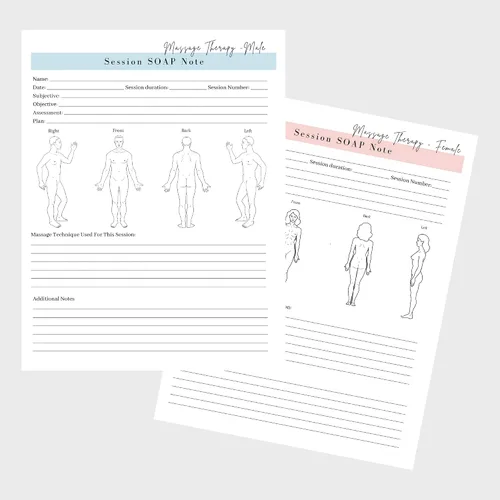 Vista 5 de Masajista Terapeuta Consumo de Cliente, Consentimiento, Notas de Jabón Combo Masculino y Femenino Formularios con Historial Médico Tratamiento