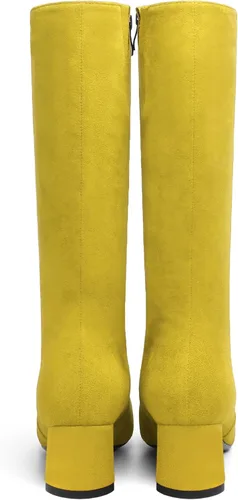 Vista 4 de MOVINSTEPS Botas de tacón bajo grueso con cremallera y puntera puntiaguda para mujer, de 2.0 in