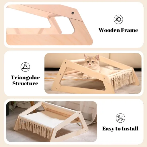 Vista 4 de CHEERHOME PETS Hamaca refrescante para gatos con funda extraíble lavable, sofá para mascotas, sofá para gatos de interior, silla elevada de gatito
